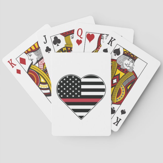 Röd Linje Flagga Hjärta Casinokort (Baksidan)