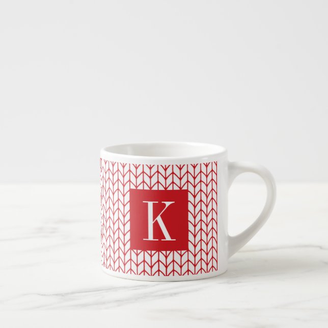 RÖD LINJE STICKAD Espressokopp + Initial II (Höger)