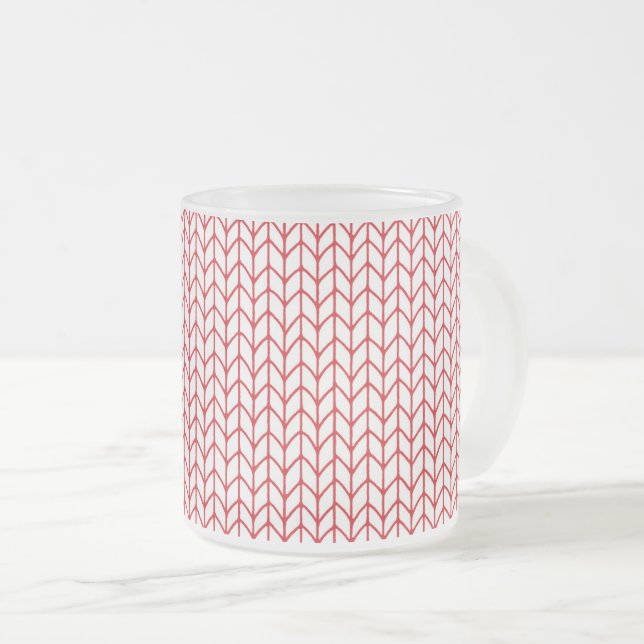 RÖD LINJE STICKAD Frostad Glas Mugg (Framsida höger)