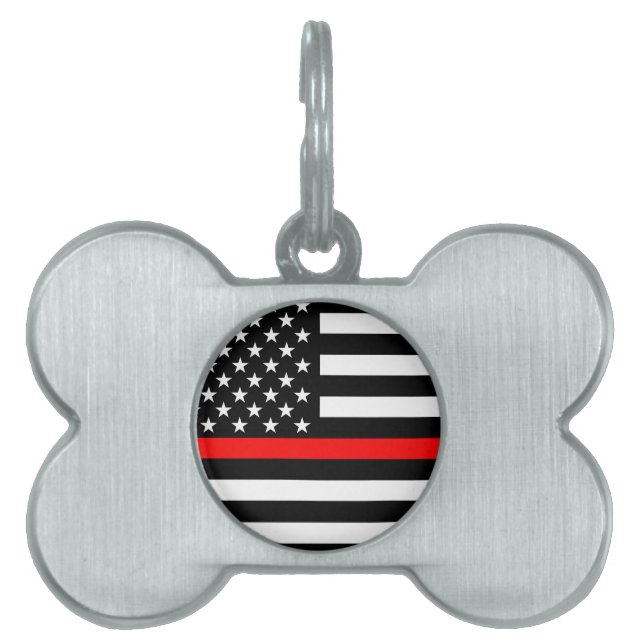 Röd linjeUS-flagga på a ID-bricka Husdjur (Framsidan)