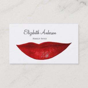 Röd Lips Smink Artist Visitkort