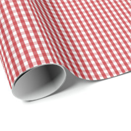 Röd liten mörk - och vitGingham som slår in papper Presentpapper