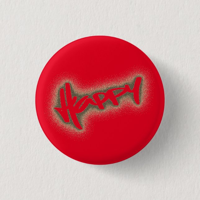 RÖD LJUSGLANS GLAD GRAFFITI KNAPP (Framsida)