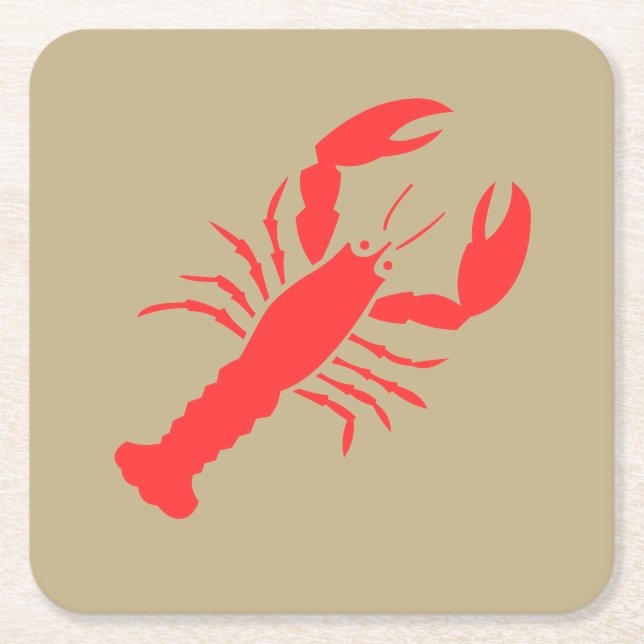 röd lobster på khaki underlägg papper kvadrat (Framsidan)