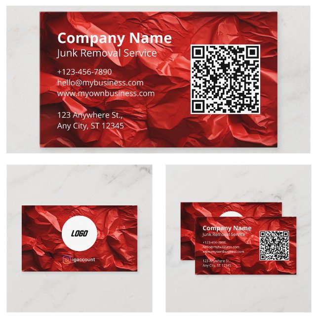 Röd Logotyp för Sophämtningstjänst Visitkort (Red Junk Removal Hauling Service Logo Business Card
)