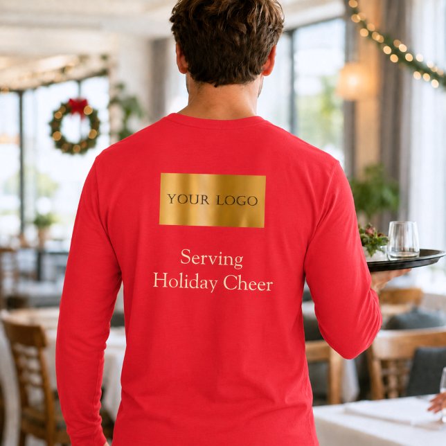 Röd logotyp jul personal service firande glädje t shirt (Skapare uppladdad)