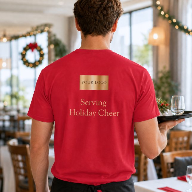 Röd logotyp Julpersonal Serverar Höstglädje T Shirt (Skapare uppladdad)