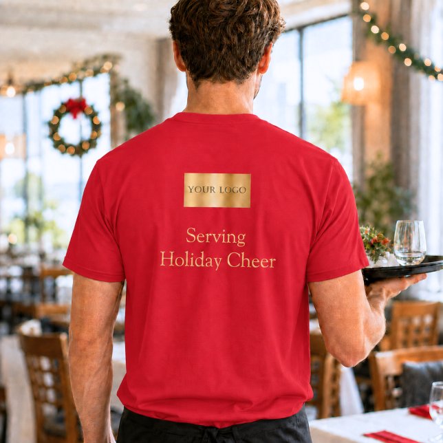 Röd logotyp Julpersonal Serverar Höstglädje T Shirt (Skapare uppladdad)