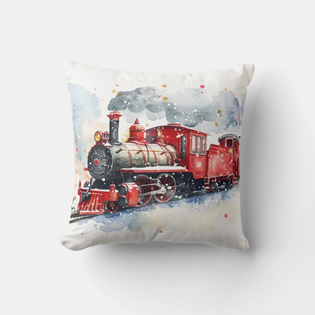 Röd lok i vinter kudde (Framsida)
