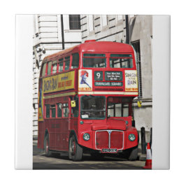 Röd London för vintage buss Kakelplatta