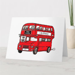 Röd Londonbuss Födelsedagskort Kort