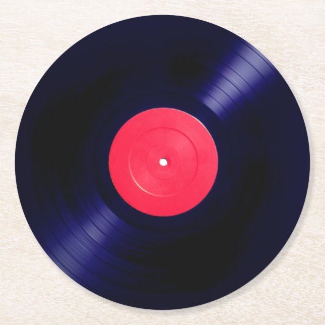 Röd look för etikettvinylfaux underlägg papper rund (Framsidan)