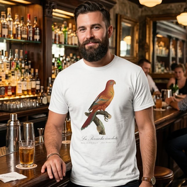 Röd Lori eller Eos Bornea, Trichoglossus borneus T Shirt (Red Lory or Eos Bornea, Trichoglossus borneus. Men Basic White T-Shirt)