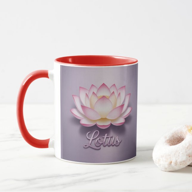 Röd Lotusblomma Meditationsmugg Mugg (Med munk)