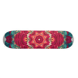 Röd lotusblommaMandala Mini Skateboard Bräda 18,7 Cm