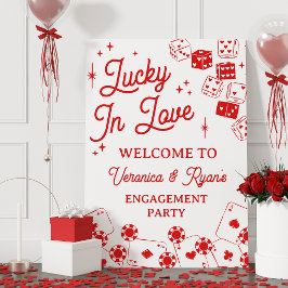 Röd Lucky In Love Tärningar Förlovningsfest Välkom