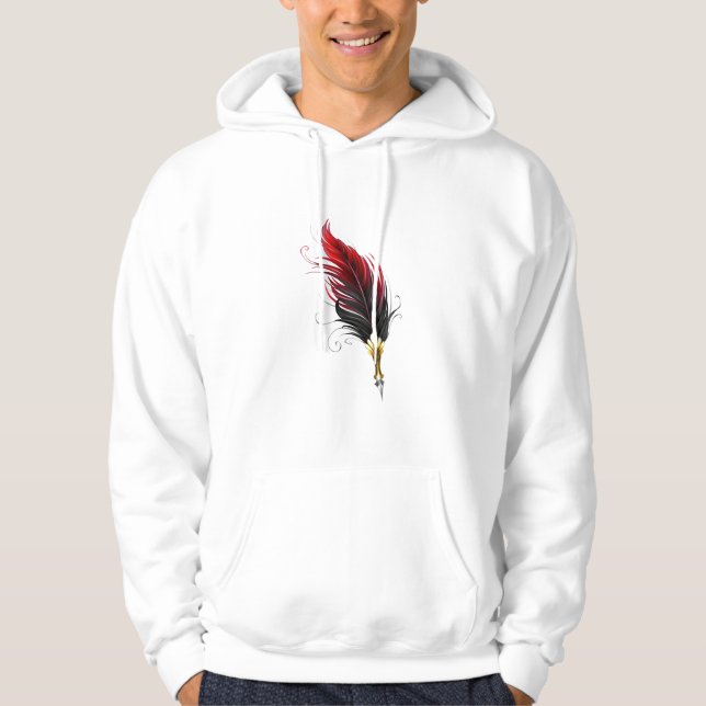 Röd luddpenna med guld nib hoodie (Framsida)
