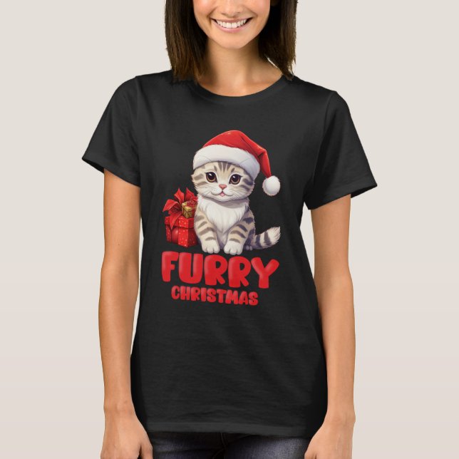 Röd Luffig Jul T Shirt (Framsida)