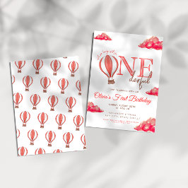 Röd Luftballong är inte hennes födelsedag Inbjudningar