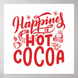 Röd lycka är Hett Cocoa Typography Helgdag Poster