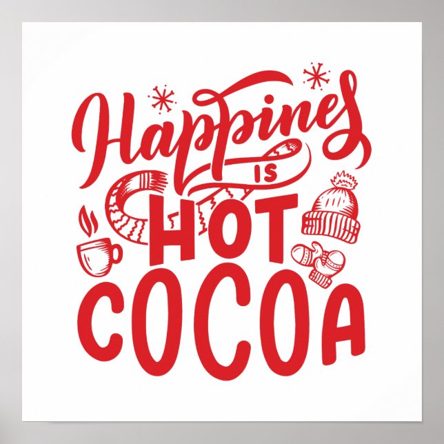 Röd lycka är Hett Cocoa Typography Helgdag Poster (Framsidan)