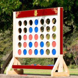 Röd lycka till i blommigten för kinesiska bröllop-