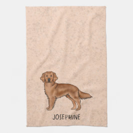 Röd Mahogny Golden Retriever Hund Med Anpassat Nam Kökshandduk