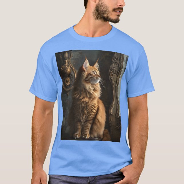 Röd Maine Coon drömsk T Shirt (Framsida)