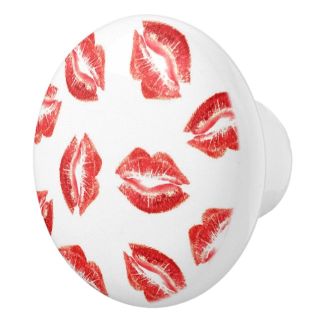 Röd makeup för läppstiftkantmönster & knopp (Höger)