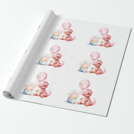 Röd målad dosinosaur One A Saurus Birthday Presentpapper