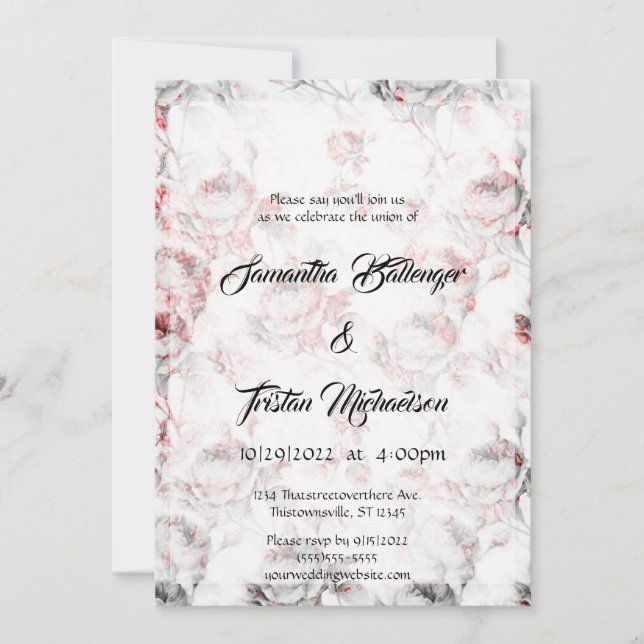 Röd målad inbjudan till Ro gotiic Wedding (Framsida)