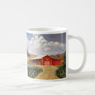 Röd målning för konst för ladugårdWest Virgin Kaffemugg