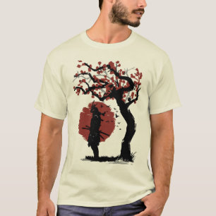 Röd mån samurai t shirt