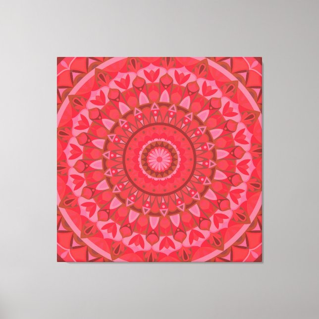 Röd Mandala Boho Geometrisk Varm Dekorativ Dekorat Canvastryck (Framsida)