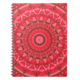 Röd Mandala Djärv Boho Livlig Kärlek Geometrisk Anteckningsbok