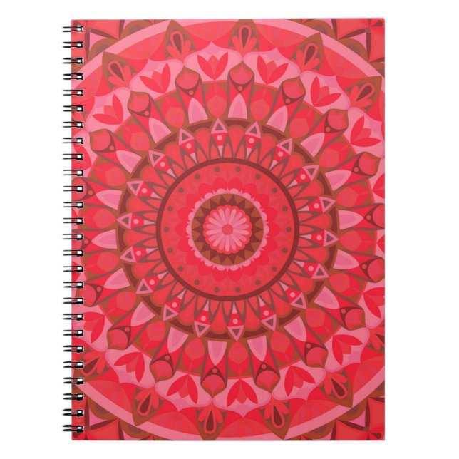 Röd Mandala Djärv Boho Livlig Kärlek Geometrisk Anteckningsbok (Framsidan)