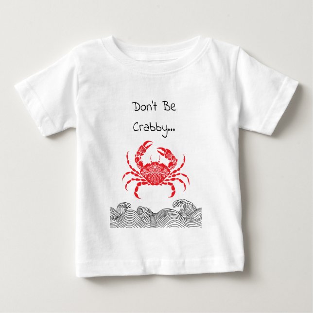 Röd Mandala-krabba och vågor T-shirt (Framsida)