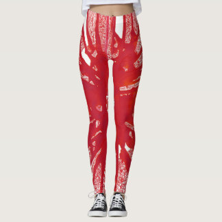 Röd Mandaladamasker Leggings