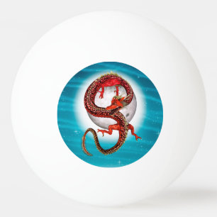 Röd månedrake Celestial Fantasykonst Pingisboll