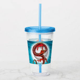 Röd månedrake Celestial Fantasykonst Take Away Mugg