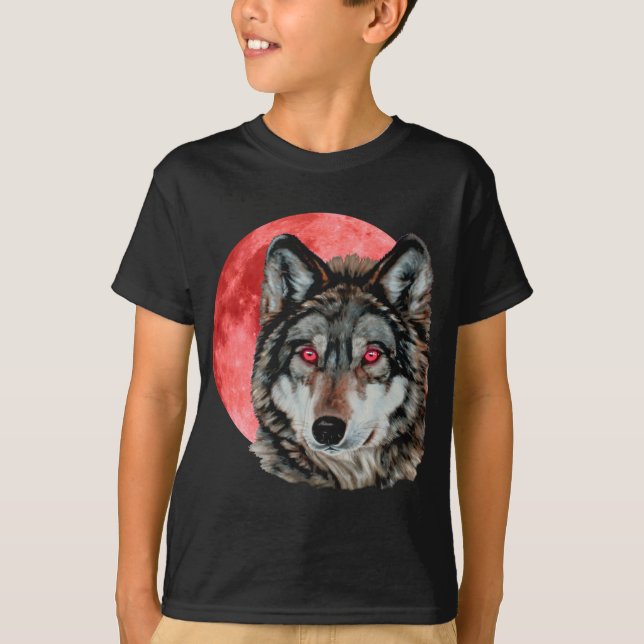 Röd månevarg t-shirt (Framsida)