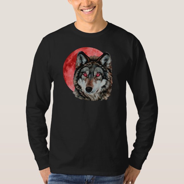 Röd månevarg t-shirt (Framsida)