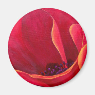 Röd mång- vallmoblommamålning - magnet