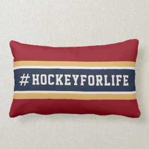 Röd marin- & guldishockey Hashtag för Lumbarkudde