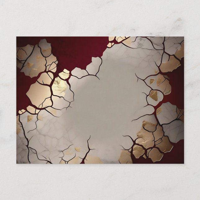 Röd marmor med Silver och Guld Vykort (Framsida)