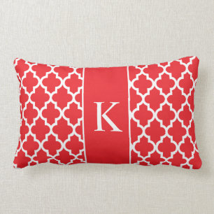 Röd marockansk beställnings- Monogram Lumbarkudde