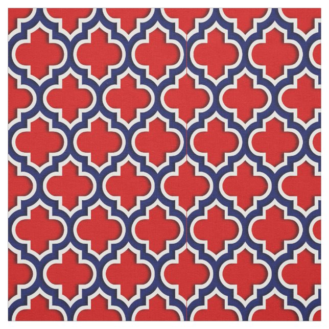 Röd, marockansk marockansk marockansk Quatrefoil # Tyg (Provkarta)