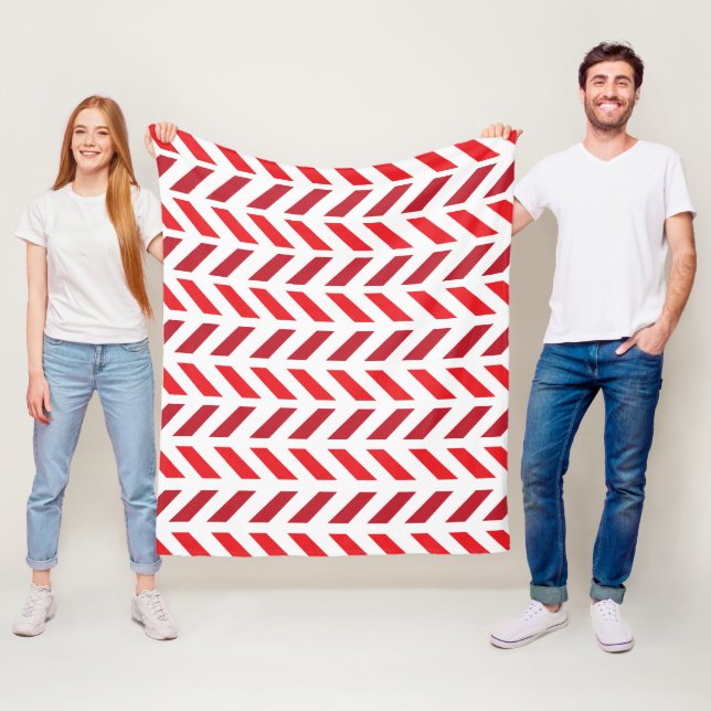 Röd Maroon Sicksack Stripmönster Fleecefilt (På plats)