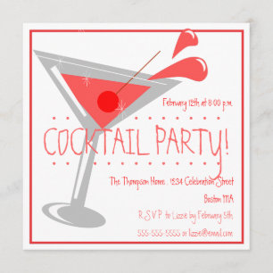 Röd Martini cocktailpartyinbjudan Inbjudningar