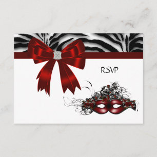 Röd maskerad fest Sweet 16 RSVP OSA Kort